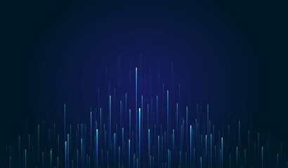 Poster - Dark blue upward ray and data internet technology big data background