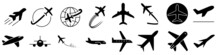 Plane Icon Vector Set. Aviation Illustration Sign Collection. Travel Symbol. Aircraft Logo.