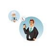 © VectorSpace - Vector cartoon flat businessman character calls to doctor via mobile phone on empty background-medical treatment and therapy concept,web site banner ad design