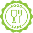 © Revolutionizzed - food safe green stamp outline badge icon label isolated vector on transparent background