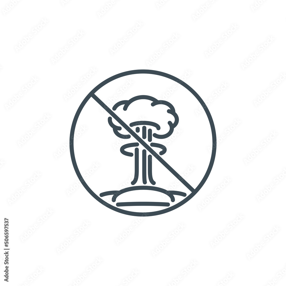 Mushroom cloud after explosion nuclear bomb single outline icon black ...
