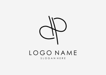 Wall Mural - initial dp letter signature logo template. Handwriting letter logo concept logo.