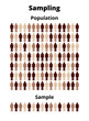 Vector icon of sample from a population with different colors isolated on white. Simple random sampling from a target population. Group of people and sample selection. Statistical research methodology