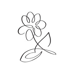 Wall Mural - Vector Hand Drawn One Line Art Drawing of Flower. Minimalist Trendy Contemporary Floral Design Perfect for Wall Art Print, Social Media Poster, Invitation