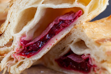 Wall Mural - puff pastry with strawberry red filling