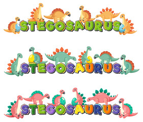 Sticker - Stegosaurus word logo with dinosaur cartoon character