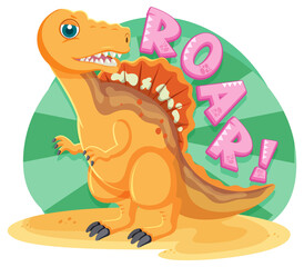 Wall Mural - Cute dinosaur with word roar