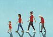 © fStop - Multigenerational females in red walking in a row