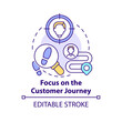 © bsd studio - Focus on the customer journey concept icon. Digital first strategy abstract idea thin line illustration. Isolated outline drawing. Editable stroke. Arial, Myriad Pro-Bold fonts used