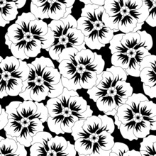 Vector Floral Seamless Pattern. Abstract Print With Poppies. Elegant Nature Ornament For Fabric, Textile Or Wrapping . Black And White Illustrations For Coloring Book Page
