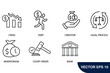 Bankruptcy icons set . Bankruptcy pack symbol vector elements for infographic web