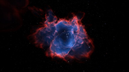 Fototapete - Cosmic nebula in space among stars and galaxies. Gas dust clouds nebula in outer space. Birth and expansion of universe. Formation of stars and planets from the nebula. 3d render