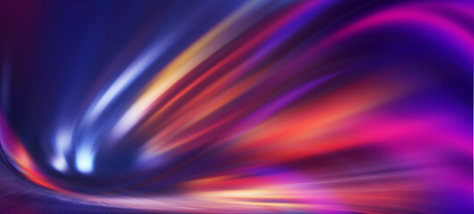 Poster - Dark abstract futuristic background. Neon glow, laser shapes, lines. Gradient blurred background.