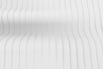 Wall Mural - Wavy white band abstract surface 3d rendering. Minimalist background visualization for web, landing, flyer, card, fabric print, and business presentation