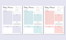 Minimalist Daily Planner Template Set Vector. Printable A4 
