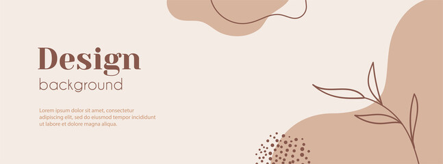 Wall Mural - Abstract minimal long banner template. Organic shapes floral vector background with copy space for text. Facebook cover