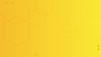 Poster - Abstract gradient yellow  background with outlined hexagon shapes and circles. Vector stock illustration.