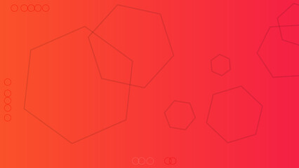 Poster - Abstract gradient red background with outlined pentagon shapes and circles. Vector stock illustration.