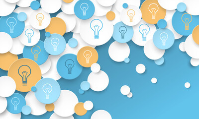 Wall Mural - LIGHT BULBS colorful vector business innovation concept on blue background