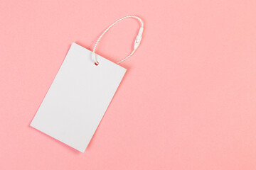 Wall Mural - The label has an empty white tag on a pink background, such a look and beautiful design