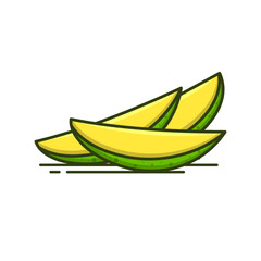 Wall Mural - Fresh Green Mango slices vector icon 