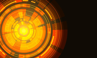 Poster - Abstract yellow light circle circuit data technology with blank space futuristic design modern background vector