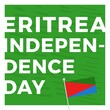 Illustration of eritrea independence day text with flag against green background, copy space