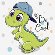 Cartoon Cute Dino with a cap
