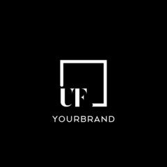 Letter UF simple square logo design ideas