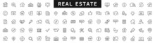 Real Estate Thin Line Icons. Real Estate Symbols Set. Home, House, Agent, Plan, Realtor Icon. Real Estate Icon. Vector Illustration