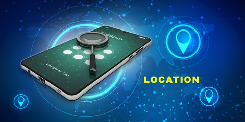 Poster - 3d rendering mobile phone search

