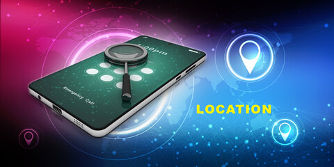Poster - 3d rendering mobile phone search
