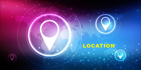 Fototapete - 2d rendering Red map pointer
