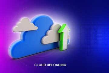 Poster - 3d illustration Cloud with uploading arrow 
