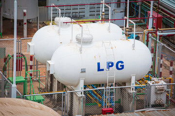 Storage two of gas LPG in the horizontal tanks