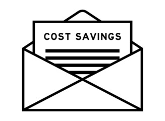 Poster - Envelope and letter sign with word cost savings as the headline