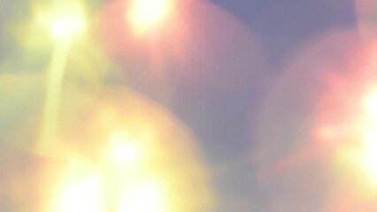 Wall Mural - Soft Color Bokeh with Light Leaks Movement. Abstract moving background. Large moving bokeh with bright sunbeams and light reflections randomly move. Multi-layer Lens flare effect.