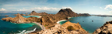 Panoramic Top View Of Padar Island And Beaches In A Sunny Hot Day, It Is One Of The Komodo Islands In Komodo National Park, Near Labuan Bajo, Flores, Indonesia