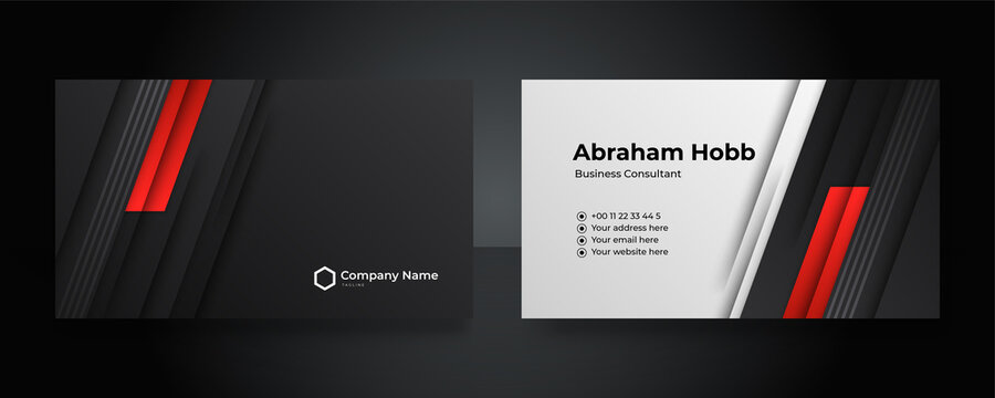 Modern black and red business card