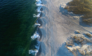 Wall Mural - Chatham, Cape Cod Outer Beach Aerial with Waves, Sand, and Dunes