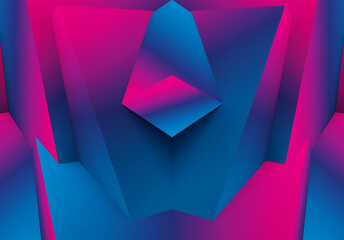 Poster - Abstract geometric background with colorful 3D shapes or architectural forms for booklet or video conference backdrop