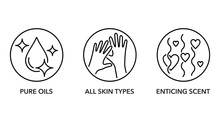 Massage Oil Properties Icons Set