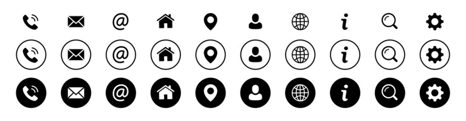 web kontakt symbole vektor
