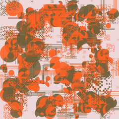 Fototapete - Abstract Minimalist Vector Graphics With Digital Transition Effect Inspired by Brutalist Style