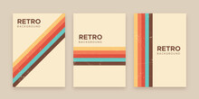70s Retro Stripes Cover, Flyer And Poster Background Design Set