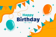 Happy Birthday Flat Invitation Birthday Card Design