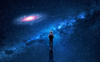 Wall Mural - man walking in the universe