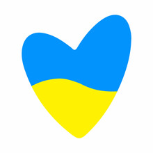 Pray For Ukraine Sign. Hand Drawn Heart Icon With Colors Of Ukrainian Flag Isolated On White Background. Crisis In Ukraine. Stop War In Ukraine And Stay Strong Ukrainian. Ukraine Flag Heart Concept.