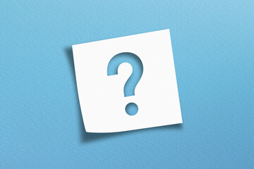 Sticker - Note paper with question mark on blue background