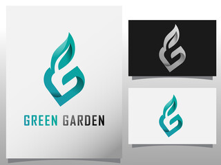 linked initial G and leaf green Font design vector Template . Logotype concept icon. usable logo concept